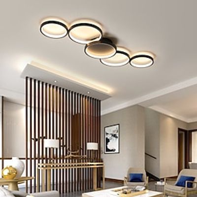 LED Ceilling Light Circle Design 100cm Modern Metal Hanging Chandelier Light 5 Heads LED Suspension Light Creative Hanging Ceiling Light in Black for Living Room Restaurant Bar 110-240V Lightinthebox