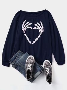 Heart Graphic Round Neck Long Sleeves Sweatshirt