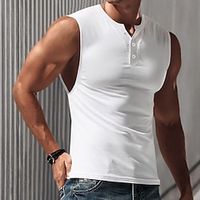 Men's Tank Top Vest Top Undershirt Sleeveless Shirt Plain Henley Street Vacation Sleeveless Clothing Apparel Fashion Designer Basic Lightinthebox