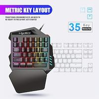 HXSJ V100 One-handed Keyboard 35 Keys Designed For Games RGB Lighting Thin Film Keyboard Ergonomic Design Long Time Use Is Not Tired miniinthebox - thumbnail