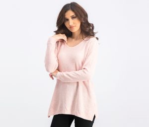 Womens Cotton Textured Sweater  Rose Marled