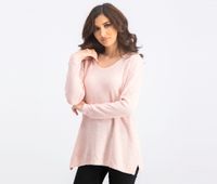 Womens Cotton Textured Sweater  Rose Marled - thumbnail