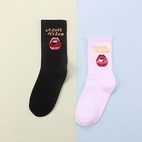 2 Pairs Women's Crew Socks Work Holiday Solid Color Cotton Simple Classic Casual Sports Socks Lightinthebox