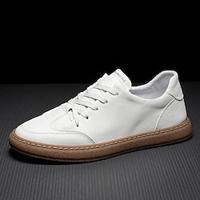 Men's Sneakers Dress Loafers Walking Casual Daily Nappa Leather Cowhide Comfortable Lace-up White Spring Fall Lightinthebox