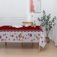 Christmas Tablecloth Rectangular Table Cloth Wrinkle Free, Winter Christmas Decor Table Cover for Dining, Patry, Family Lightinthebox - thumbnail