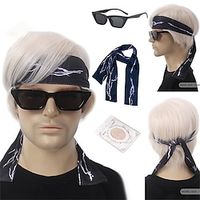 Short Blonde Costume Wig for Men with Headbands Necklace and Glasses Men's Blond Boxer Cosplay Synthetic Hair Wigs for Halloween Party miniinthebox - thumbnail