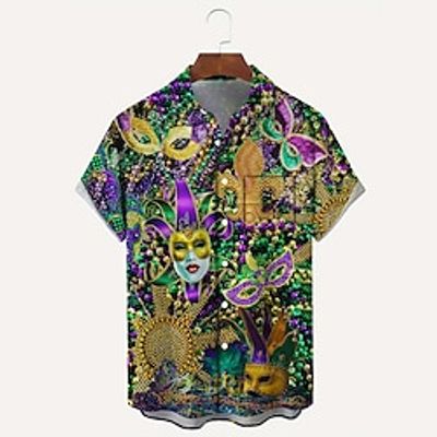 Graphic Feathers Mask Hawaiian Men's Carnival Outdoor clothing Streetwear Spring Summer Turndown Short Sleeve Black Purple S M L Shirt Normal Lightinthebox Graphic Feathers Mask Hawaiian Men's Carnival Outdoor clothing Streetwear Spring Summer Turndown Short Sleeve Black Purple S M L Shirt Normal Lightinthebox