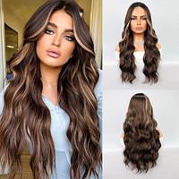 Synthetic Lace Wig Wavy Style 26 inch Multi-color Middle Part U Part Wig Women's Wig Brown / White Lightinthebox