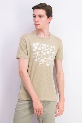 Mens Graphic Print Tee Light Olive Mens Graphic Print Tee Light Olive