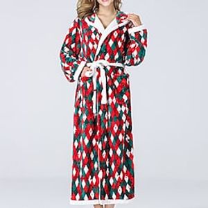 Women's Christmas Pjs Pajamas Winter Robes Gown Bathrobes Pjs Grid  Plaid Comfort Home Christmas Cotton Hoodie Long Sleeve Pocket Hoodie Winter Fall Red  Flannel Lightinthebox