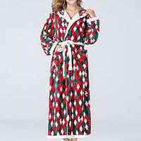 Women's Christmas Pjs Pajamas Winter Robes Gown Bathrobes Pjs Grid  Plaid Comfort Home Christmas Cotton Hoodie Long Sleeve Pocket Hoodie Winter Fall Red  Flannel Lightinthebox - thumbnail