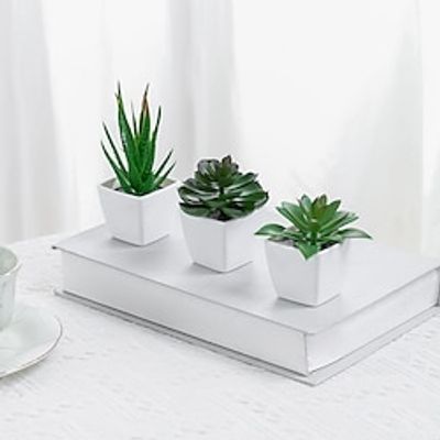 3pcsSet Evergreen Plants Simulating Plastic Mini Potted Plants Suitable For Decorating Homes Kitchens Restaurants Tabletops Windowsills Bookshelves Courtyards Gardens And Offices Lightinthebox