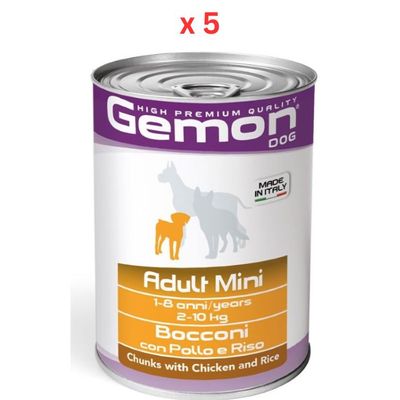 Gemon Dog Wet Food, Chunks Adult Medium With Chicken And Rice 415gm (Pack Of 5) Gemon Dog Wet Food, Chunks Adult Medium With Chicken And Rice 415gm (Pack Of 5)