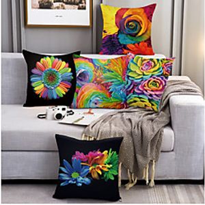 Flower Portrait Double Side Cushion Cover 5PC Soft Decorative Square Throw Pillow Cover Cushion Case Pillowcase for Bedroom Livingroom Superior Quality Machine Washable Outdoor Cushion for Sofa Couch Bed Chair miniinthebox
