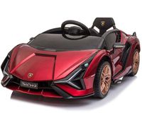 Megastar 6388DX Electric Ride On 12V Licensed Super Sport Car Lamborghini Roadster Battery Powered Sports Car Toy With 2 Speeds, Parent Control, Sound System, LED Headlights & Hydraulic Doors - Red (UAE Delivery Only)