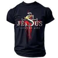 Jesus Saved My Life Cross Letter Print Men's Graphic 100% Cotton Shirt Vintage Classic Shirt Short Sleeve Comfortable Tee Summer Fashion Designer Clothing Lightinthebox