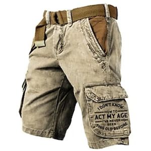 Men's Cargo Shorts Shorts Hiking Shorts Multi Pocket Letter Graphic Prints Wearable Short Outdoor Daily Designer Casual Khaki miniinthebox