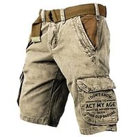 Men's Cargo Shorts Shorts Hiking Shorts Multi Pocket Letter Graphic Prints Wearable Short Outdoor Daily Designer Casual Khaki miniinthebox - thumbnail