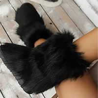 Women's Boots Slip-Ons Snow Boots Combat Boots Party Daily Solid Color Mid Calf Boots Winter Flat Heel Round Toe Fashion Plush Casual Faux Fur Loafer Black Lightinthebox - thumbnail