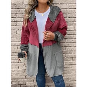Women's Teddy Coat Fleece Sherpa Jacket Thermal Warm Winter Coat Open Front Hooded Heated Jacket Outerwear Long Sleeve Fall Wine Lightinthebox