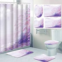 All Kinds of Colorful Flowers and Digital Printing Waterproof Fabric Shower Curtains for Bathroom Home Decoration Curtains with Hooks Bathroom Four-piece Set miniinthebox - thumbnail