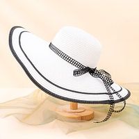 1pcs Simple Foldable Wide Brim Floppy Girls Straw Hat Sun Hat Beach Women Summer Hat Travel Cap Lady Cap Lightinthebox - thumbnail
