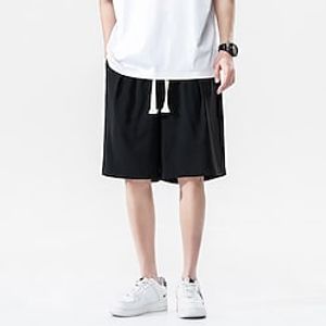 Men's Stylish Casual Baggy Shorts Short Pants Casual Daily Micro-elastic Solid Color Breathable Soft Mid Waist Blue Black Light Grey Dark Gray Apricot M L XL XXL 3XL Lightinthebox