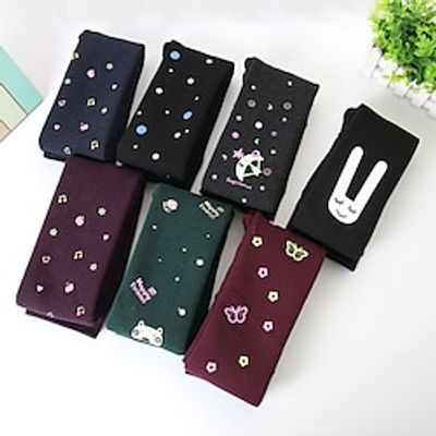 Toddler Girls' Leggings Graphic Active School 3-7 Years Spring Pure black Black butterfly Black white cat Lightinthebox