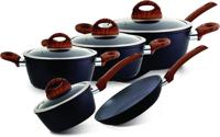 Royalford Marble Coated Cookware Set Mixed Materials 9 Pcs Black - RF8904