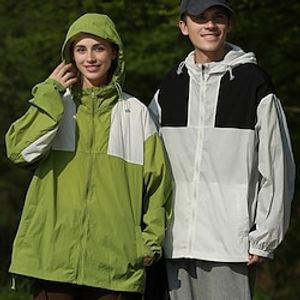 Men's Women's Hiking Skin Jacket Hiking Windbreaker Outdoor Patchwork Windproof UPF50 Breathable Quick Dry Outerwear Windbreaker Top Full Length Visible Zipper Ski  Snowboard Fishing Climbing Grass Lightinthebox