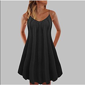 Women's Strap Dress Knee Length Dress Wine Army Green Black Sleeveless Solid Color Spring Summer Casual 2021 S M L XL XXL miniinthebox