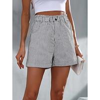 Women's Shorts Polyester Striped Black Red Casual Daily Short Weekend Summer Lightinthebox