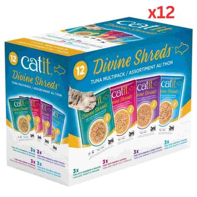 Catit Divine Shreds, Tuna Multipack 75G, 12Pcs