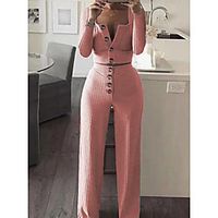 Women's Basic Streetwear Solid Color Casual Two Piece Set Crop Top Tracksuit Loungewear Jogger Pants Tops miniinthebox - thumbnail