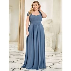 A-Line Evening Gown Plus Size Dress Wedding Guest Floor Length Short Sleeve Sweetheart Chiffon with Ruched 2023 miniinthebox