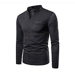Men's T shirt Shirt Graphic Solid Colored Long Sleeve Daily Tops V Neck White Light gray Dark Gray miniinthebox
