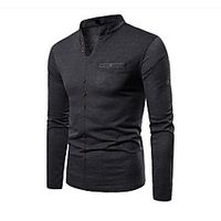Men's T shirt Shirt Graphic Solid Colored Long Sleeve Daily Tops V Neck White Light gray Dark Gray miniinthebox - thumbnail