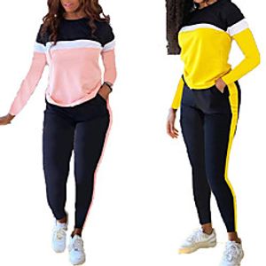 Women's Sweatsuit 2 Piece Color Block Sport Athleisure Clothing Suit Long Sleeve Breathable Soft Comfortable Everyday Use Street Casual Daily Outdoor Lightinthebox