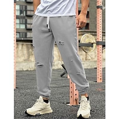 Men's Sweatpants Joggers Pocket Drawstring Elastic Waist Plain Comfort Breathable Outdoor Daily Going out Fashion Casual Black Dark Gray Lightinthebox