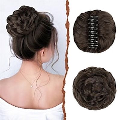 Messy Bun Hair Piece Claw Clip in Hair Bun Extensions Synthetic Curly Wavy Chignon Ponytail Hairpieces Tousled Updo Hair Bun Hair Pieces for Women Girls Lightinthebox