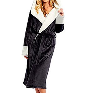Women's Robes Pajamas Print Solid Colored Faux Fur Casual Hooded Home Daily Long Sleeve Belt Included Hoodie miniinthebox