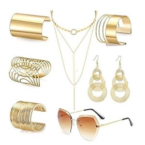 European And American Disco 1970s Earrings And Glasses Dressing Set 1970s Party Seven Piece Set Lightinthebox