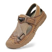 Men's Sandals Flat Sandals Fashion Sandals Casual Beach Outdoor Beach Mesh Breathable Yellow brown Black khaki Summer Lightinthebox - thumbnail