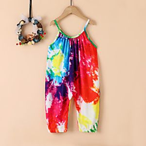 Kids Girls' Overall  Jumpsuit Red Tie Dye Print Streetwear Maxi 2-8 Years miniinthebox