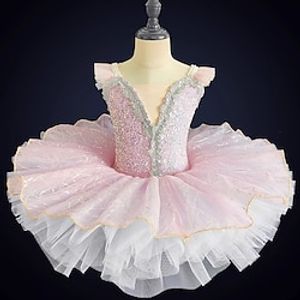 Kids' Dancewear Ballet Dance Costumes Dress Paillette Tulle Girls' Performance Party Sleeveless Spandex Organza Lightinthebox