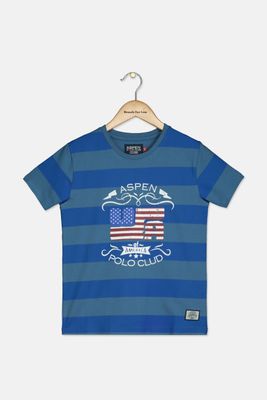 Boys Stripe Graphic Print T-Shirt Royal Blue Boys Stripe Graphic Print T-Shirt Royal Blue