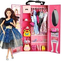 66 Piece Set Of Accessories Clothing Shoes 30cm Barbie Doll Storage Sweet Wardrobe Beautiful Wardrobe Lightinthebox - thumbnail