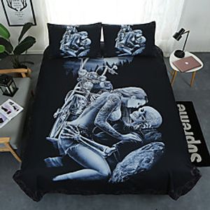 3D Skull Duvet Cover Set King Size My Love for You Will Never Printed Bedding Duvet Cover with Zipper Closure Ties for Adults Soft Microfiber(1 Duvet Cover Set  2 PillowShams) Lightinthebox