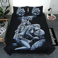 3D Skull Duvet Cover Set King Size My Love for You Will Never Printed Bedding Duvet Cover with Zipper Closure Ties for Adults Soft Microfiber(1 Duvet Cover Set  2 PillowShams) Lightinthebox - thumbnail
