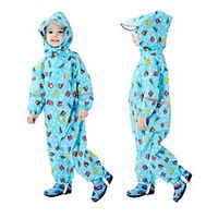 Kids Unisex Puddle Suit Raincoat Long Sleeve Blue Cartoon Polka Dot Car Pocket Reflective Strip Cute 2-6 Years Lightinthebox - thumbnail